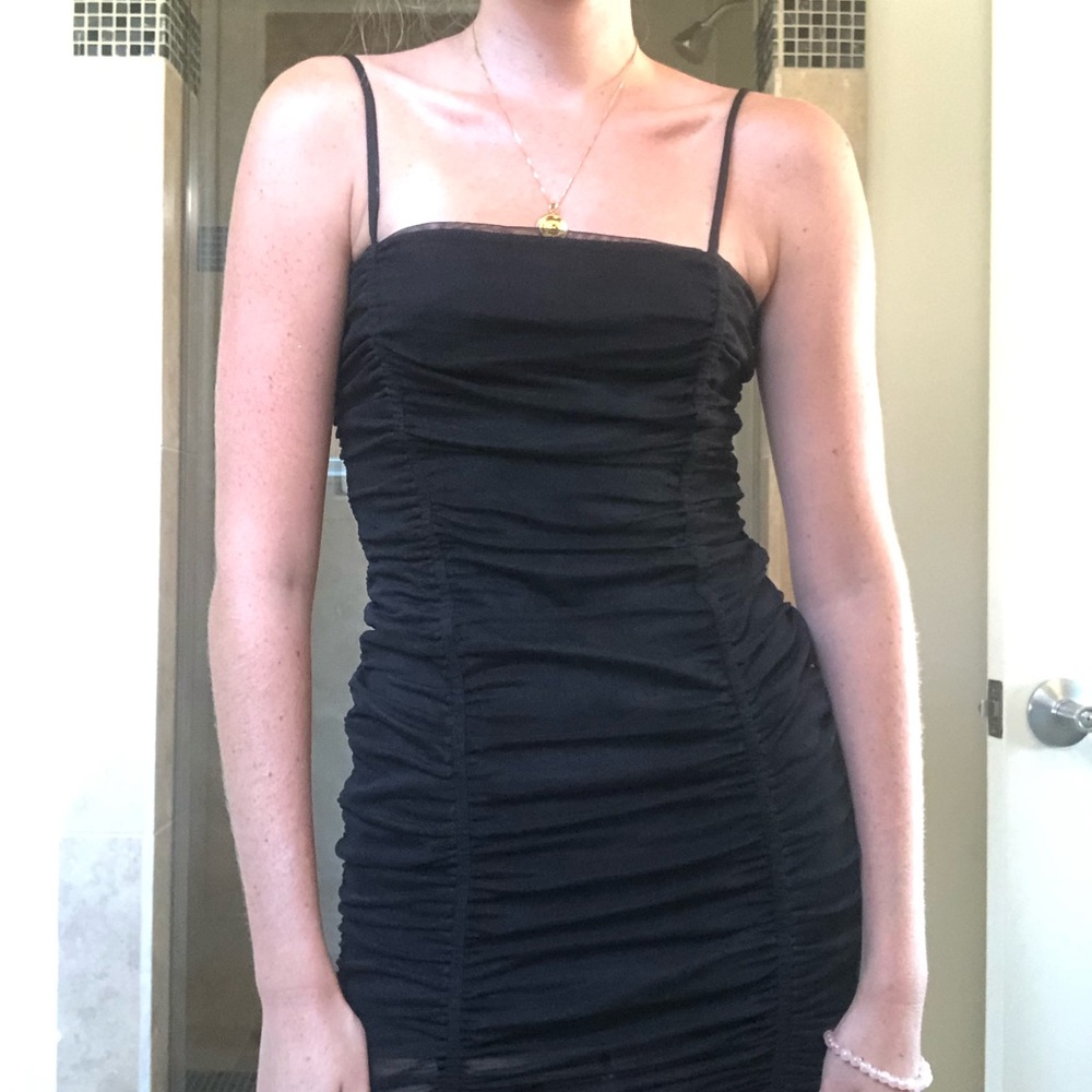 Black tight mesh body con urban outfitters dress